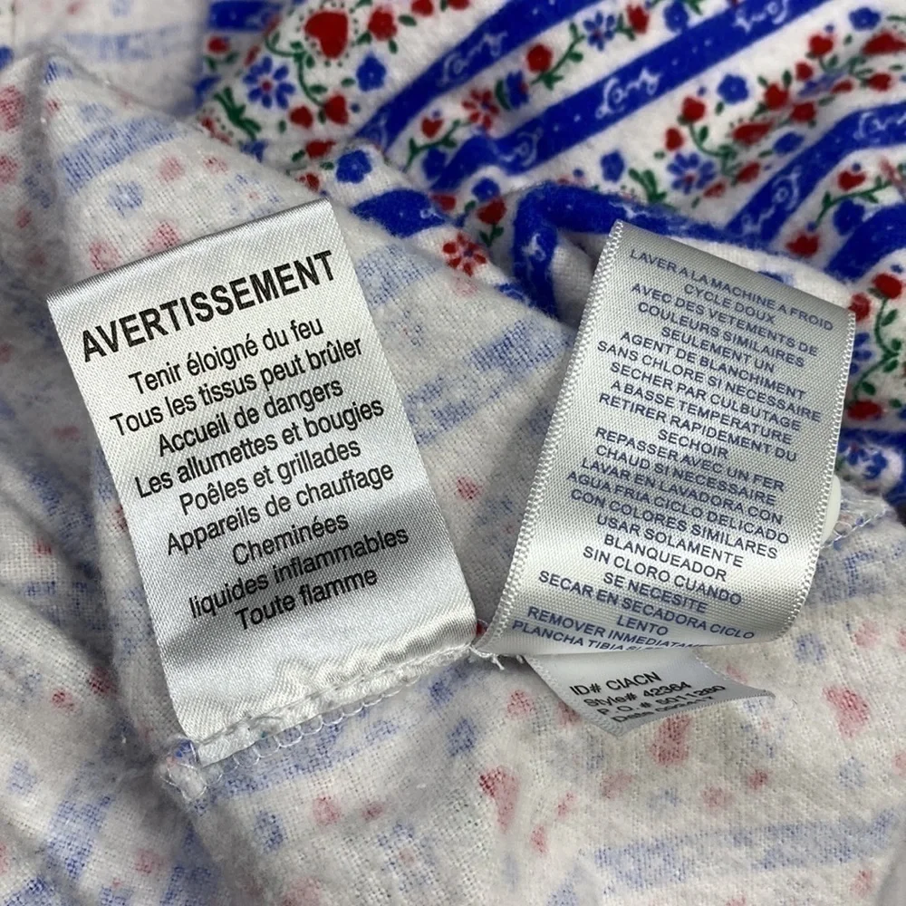 Lady Of Salzberg Blue White Heart Floral Long Nightgown Size Large